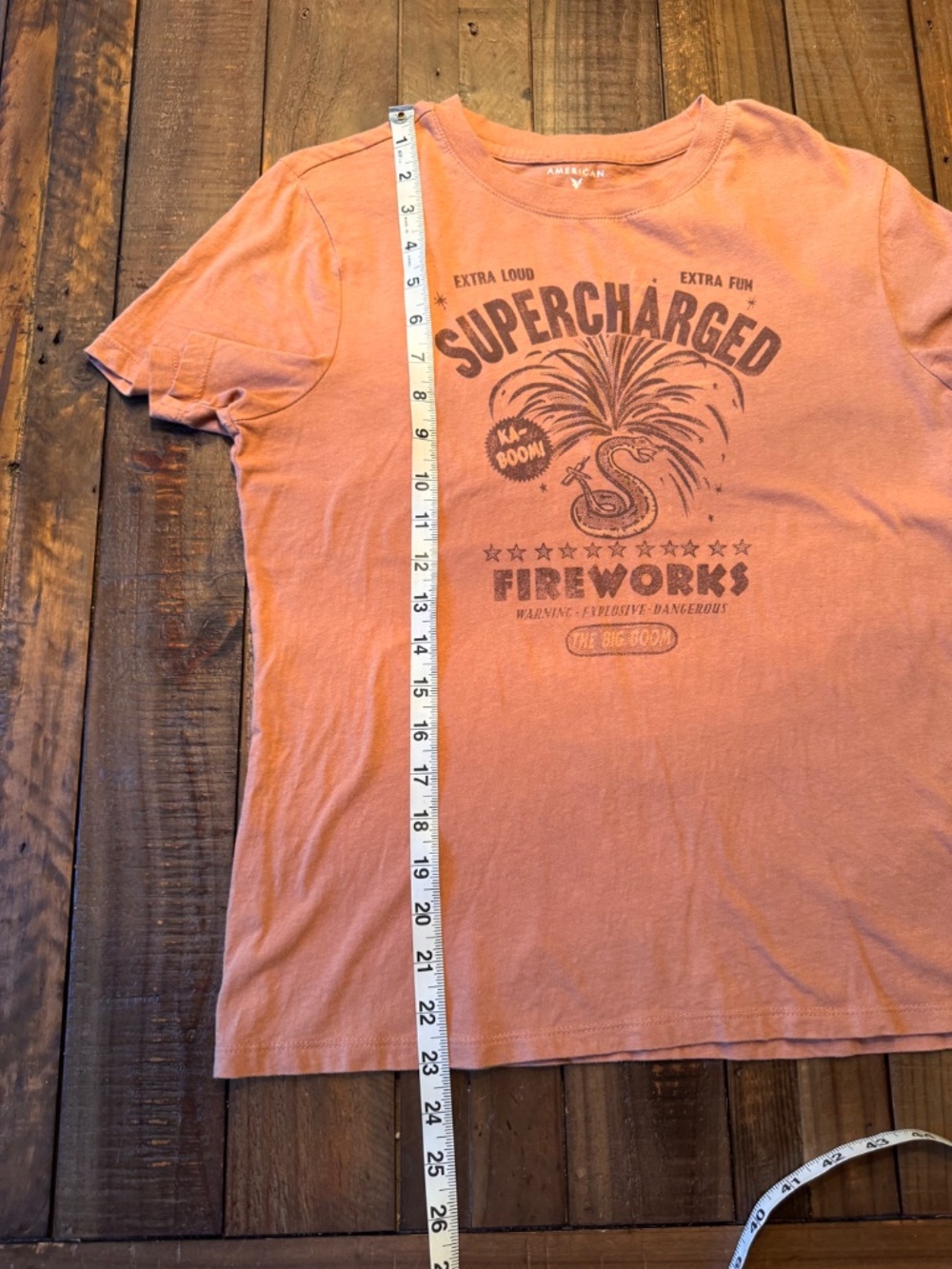 American Eagle Vintage-Inspired "Supercharged Fireworks" Graphic T-Shirt. Small - Picture 6 of 8
